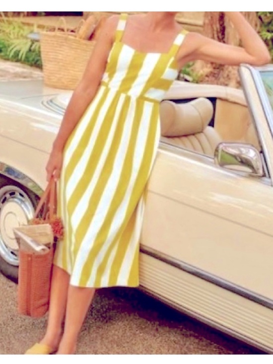Boden Dresses & Skirts - Yellow & White Striped ladies Boden cotton Sundress